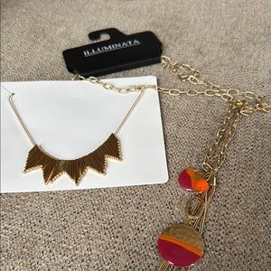 Red and Gold Geometric Necklace with Bold Design